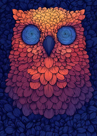 Owl with Gradient Feathers