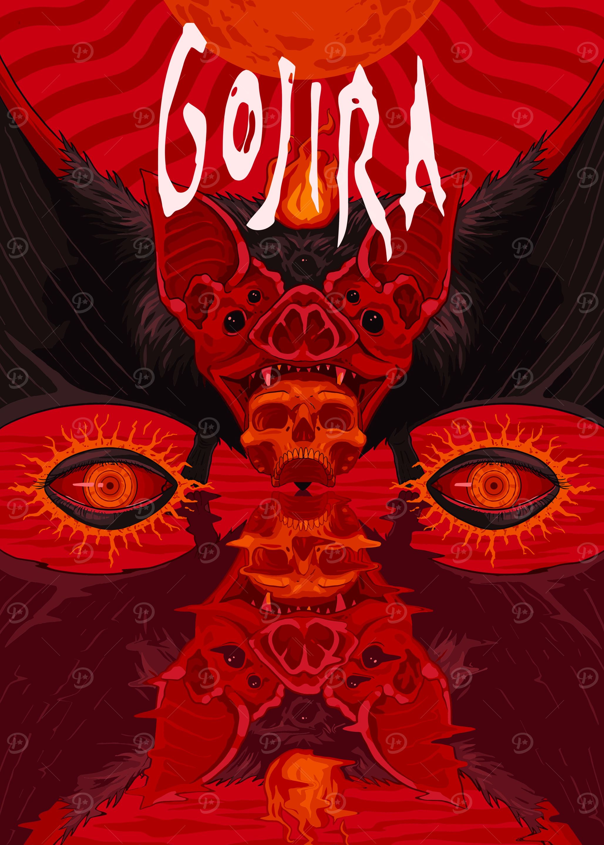 Gojira Bat Skull Art