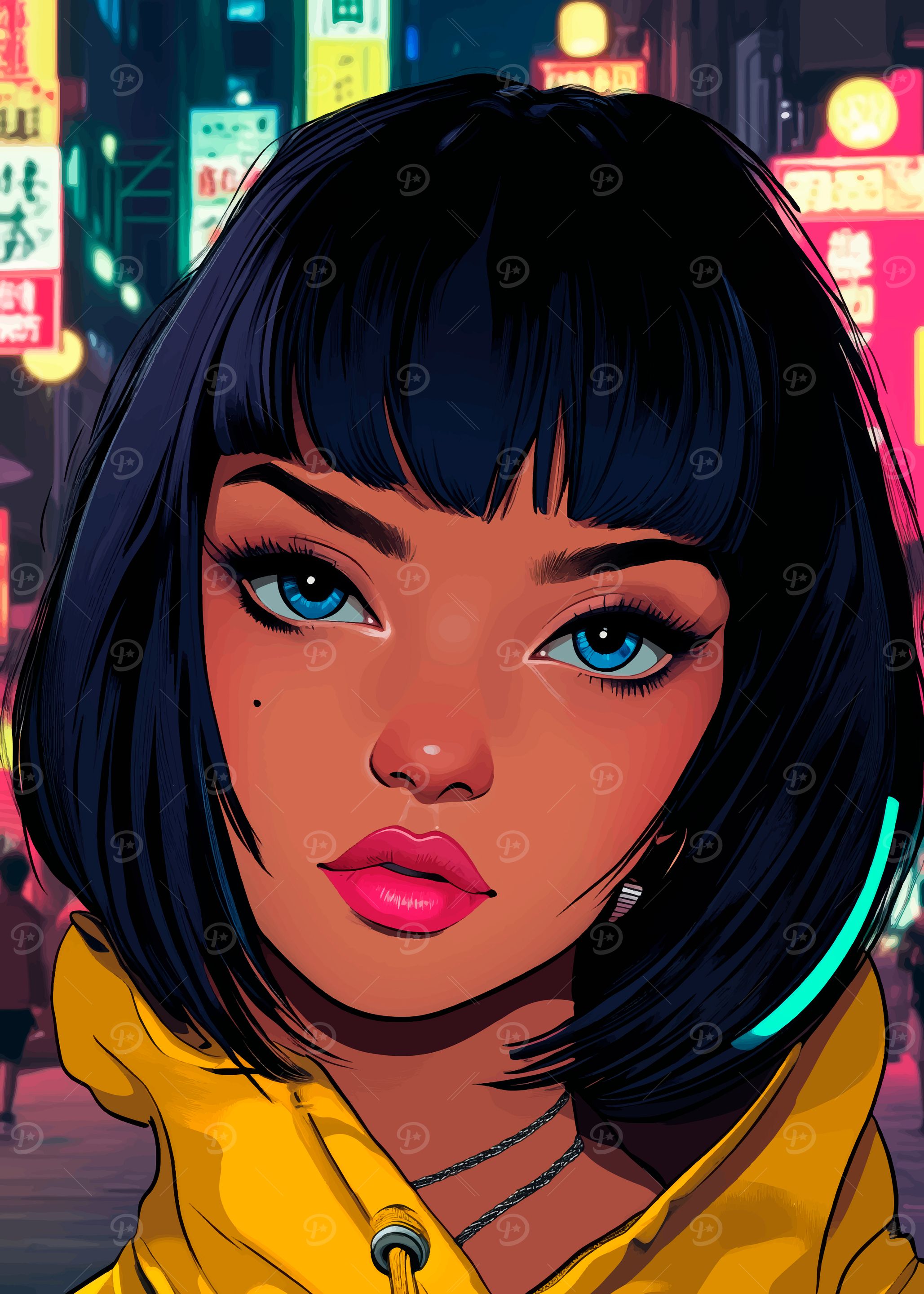 Anime Girl with Blue Eyes