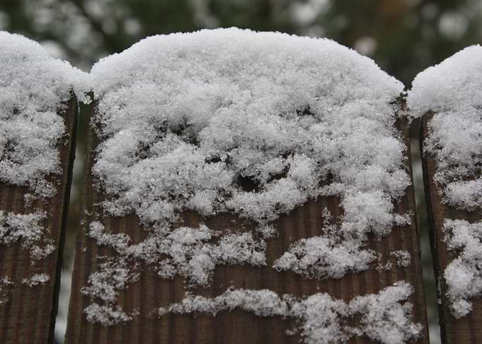 Snow on Wooden Fence