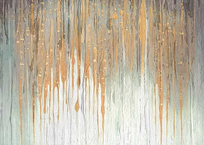 Abstract Gold Drip Painting