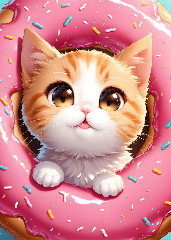 Cute Kitten Donut