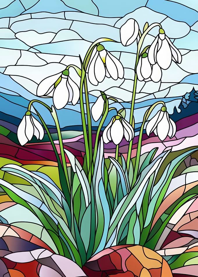 Stained Glass Snowdrops