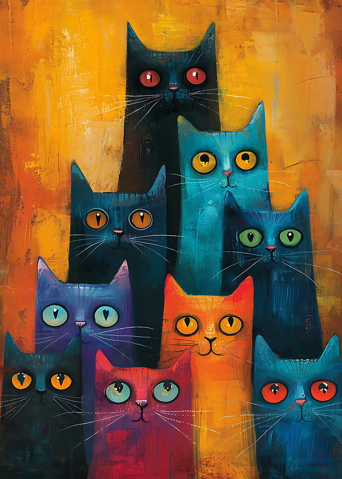 Colorful Cat Portrait