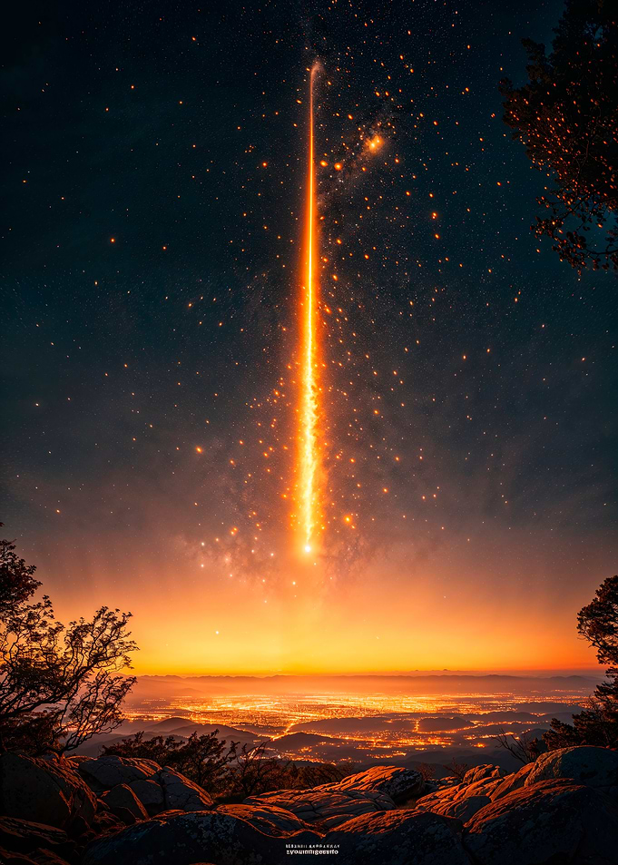 Falling Star Over City