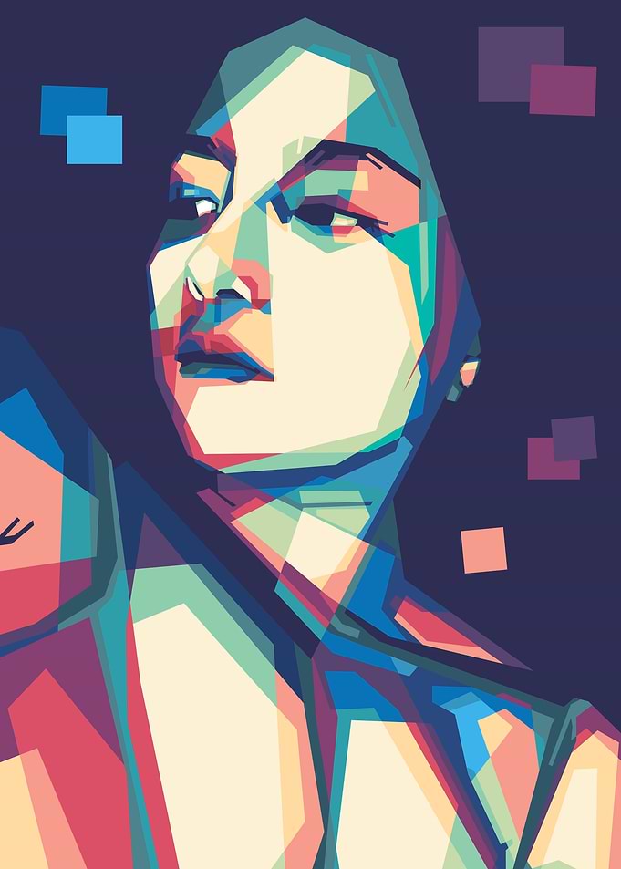 sexy women, pop art wpap,, Geometric Portrait