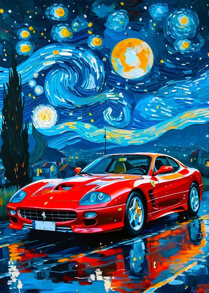 Ferrari 550M Maranello Under Starry Night