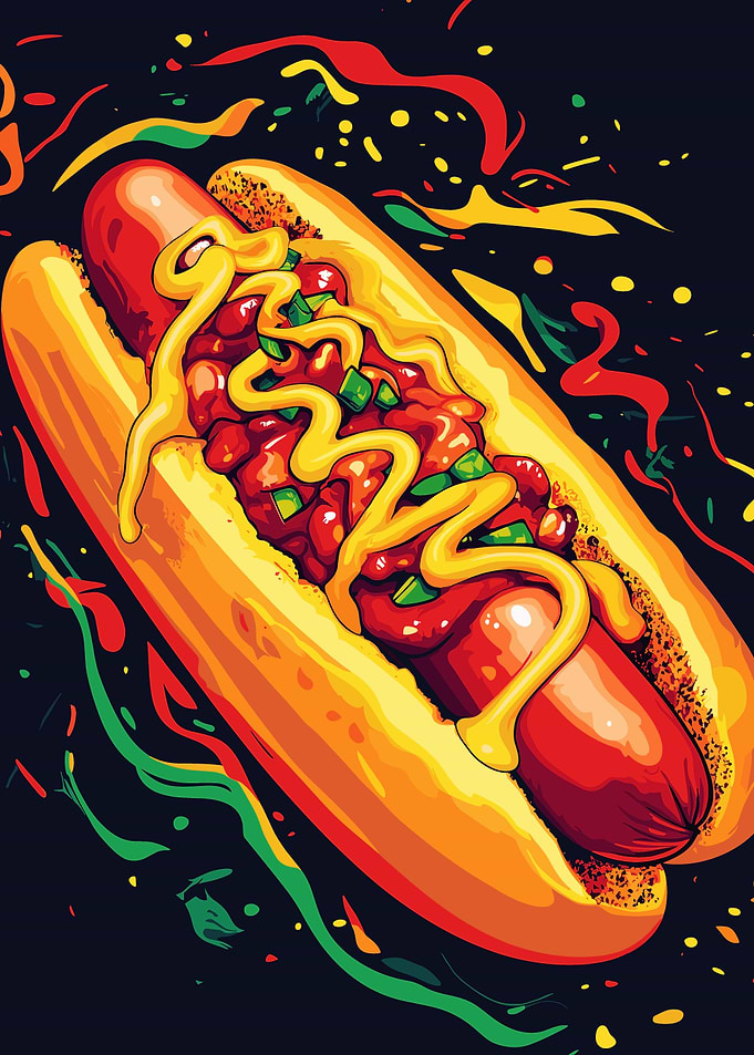 Hot Dog with Mustard and Chili