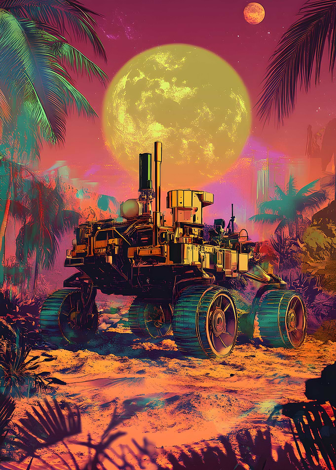 Perseverance Rover Car Vintage Art
