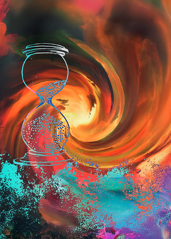 Hourglass in Swirling Colors