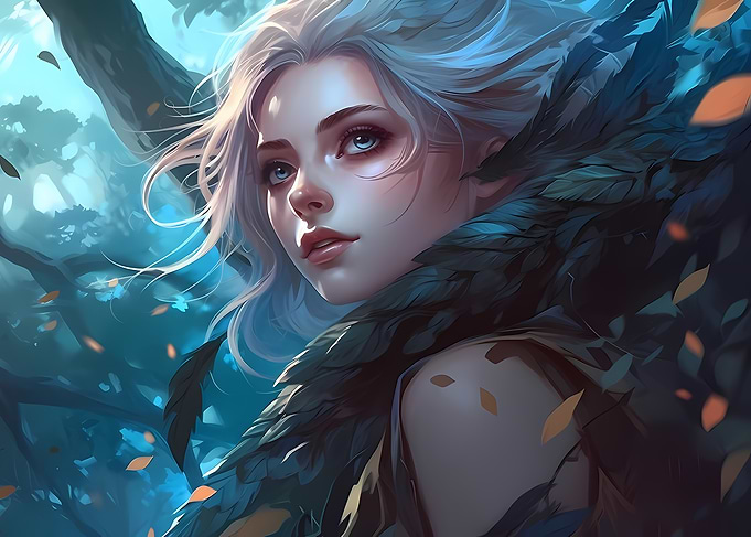 Fantasy Woman with Feathers