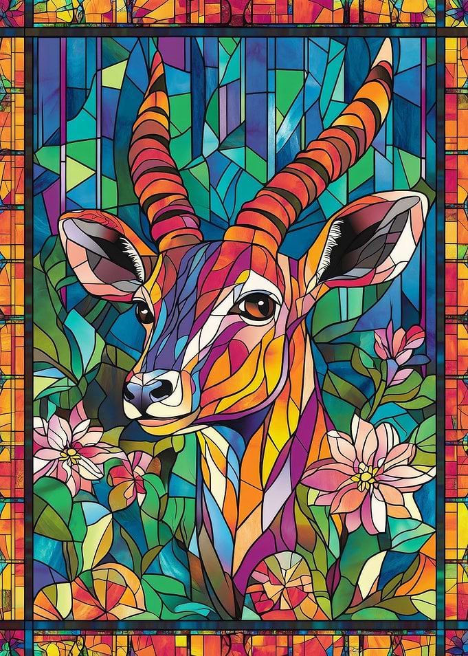 Stained Glass Antelope