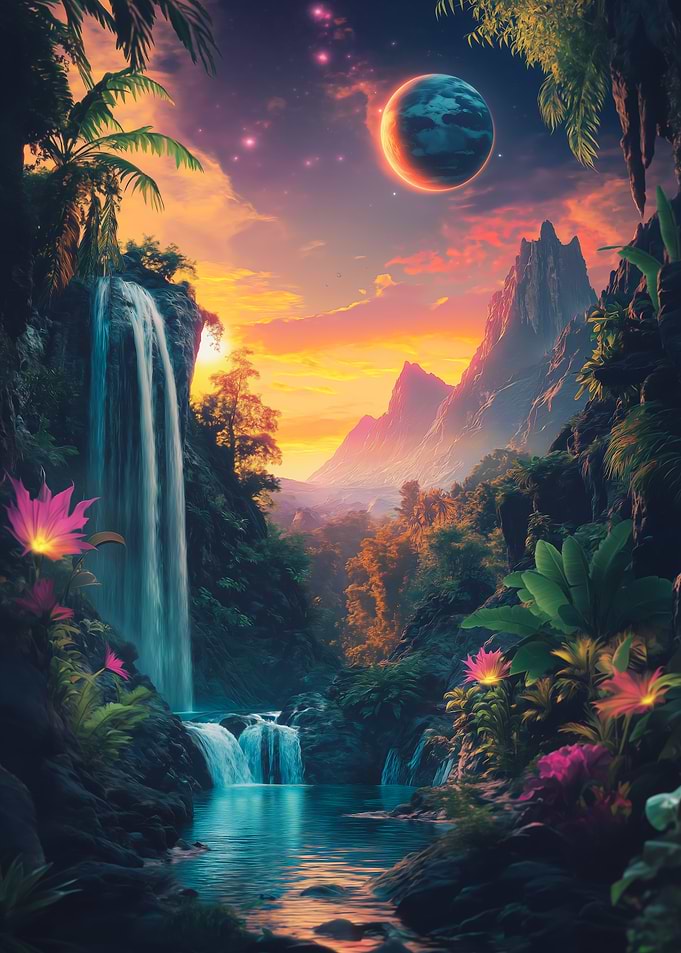 Fantasy Space Waterfall