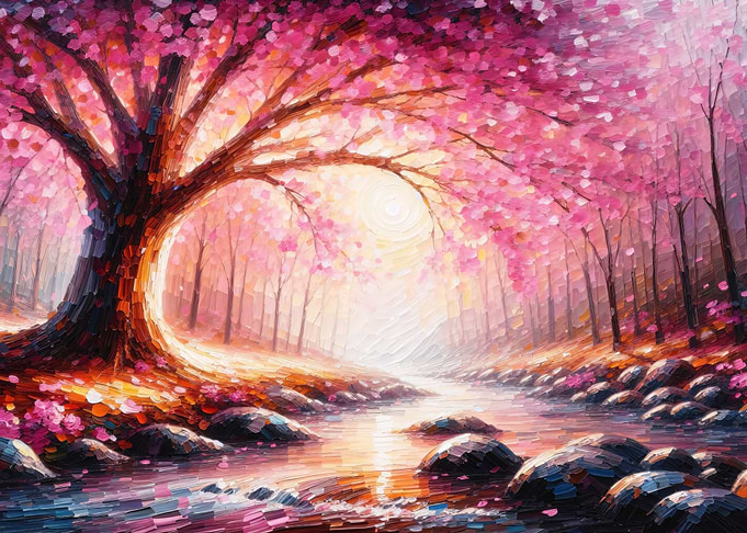Pink Blossom Stream of Harmony