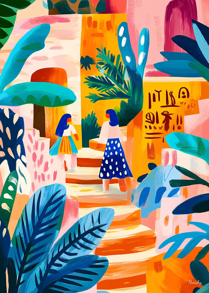auvist Mediterranean Street with Tropical Steps