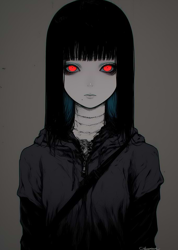 Anime Girl with Red Eyes
