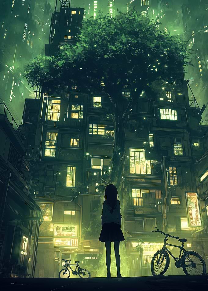 Anime Girl in Neon City