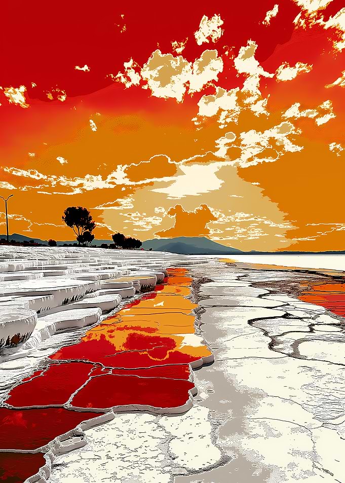 Sunset Over Travertine Pools