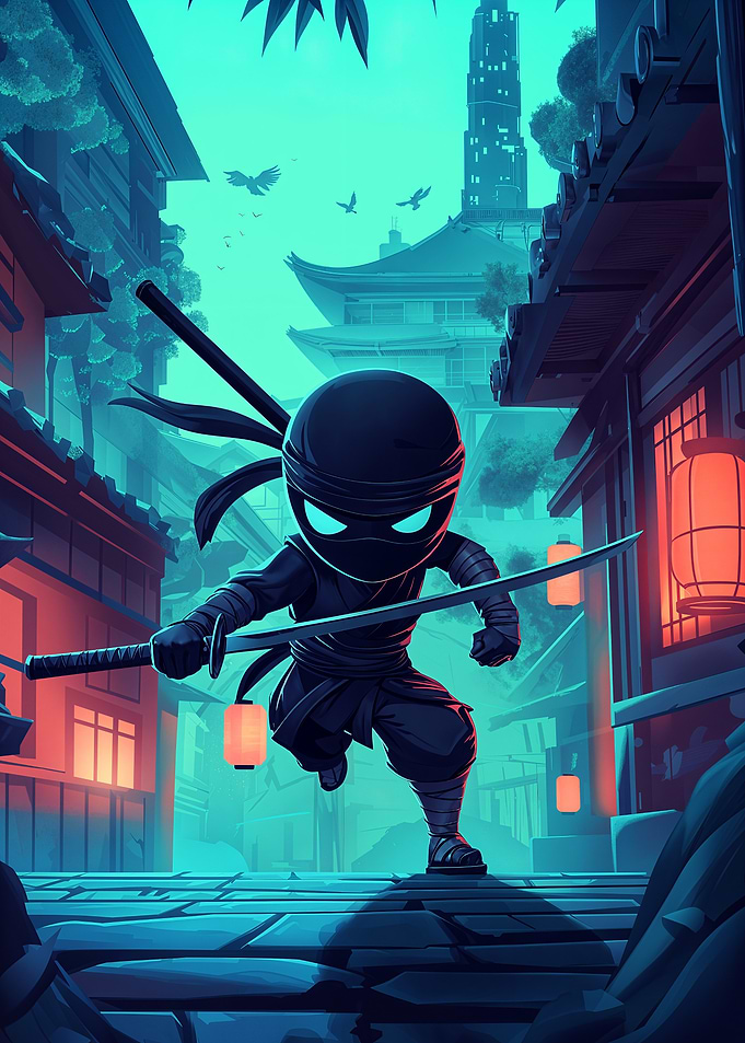 Ninja in Japanese City