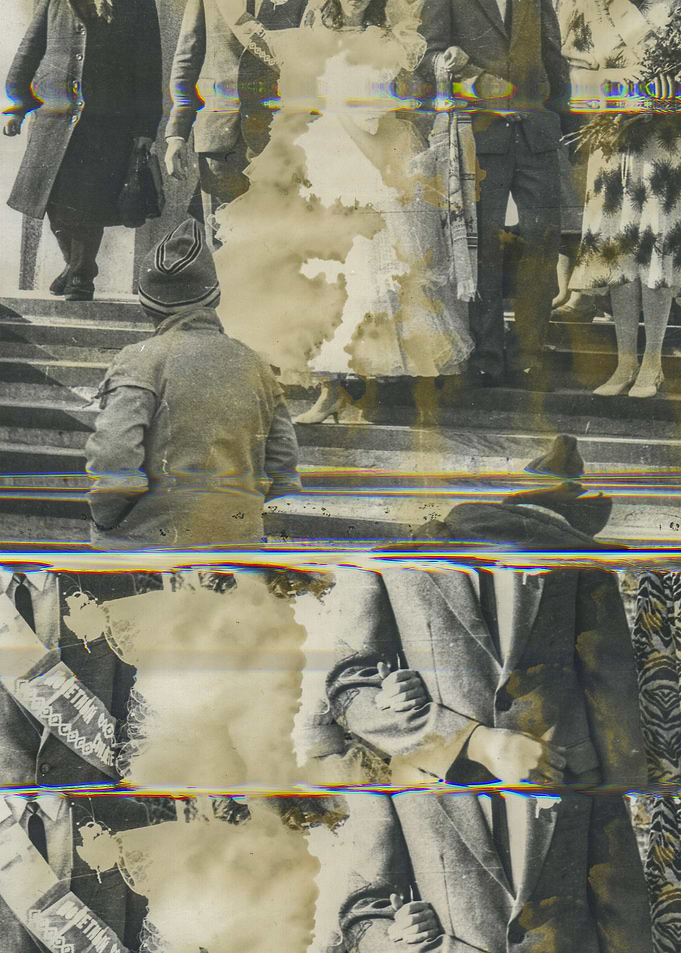 Wedding. Vintage glitch photo.