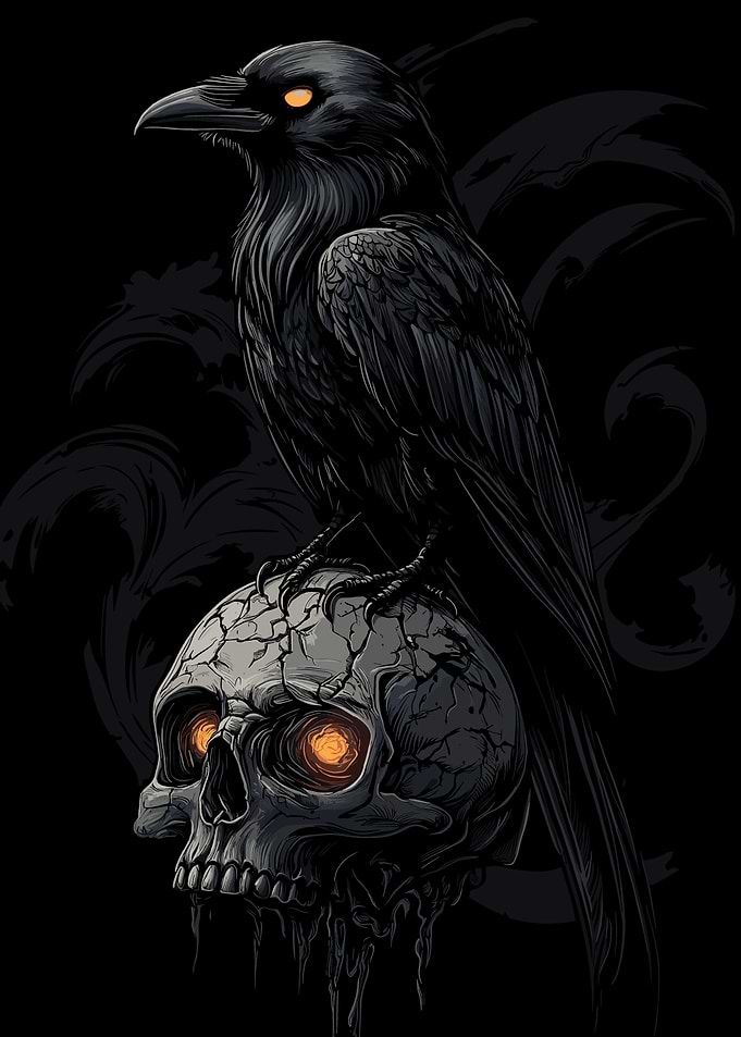 Raven on Skull