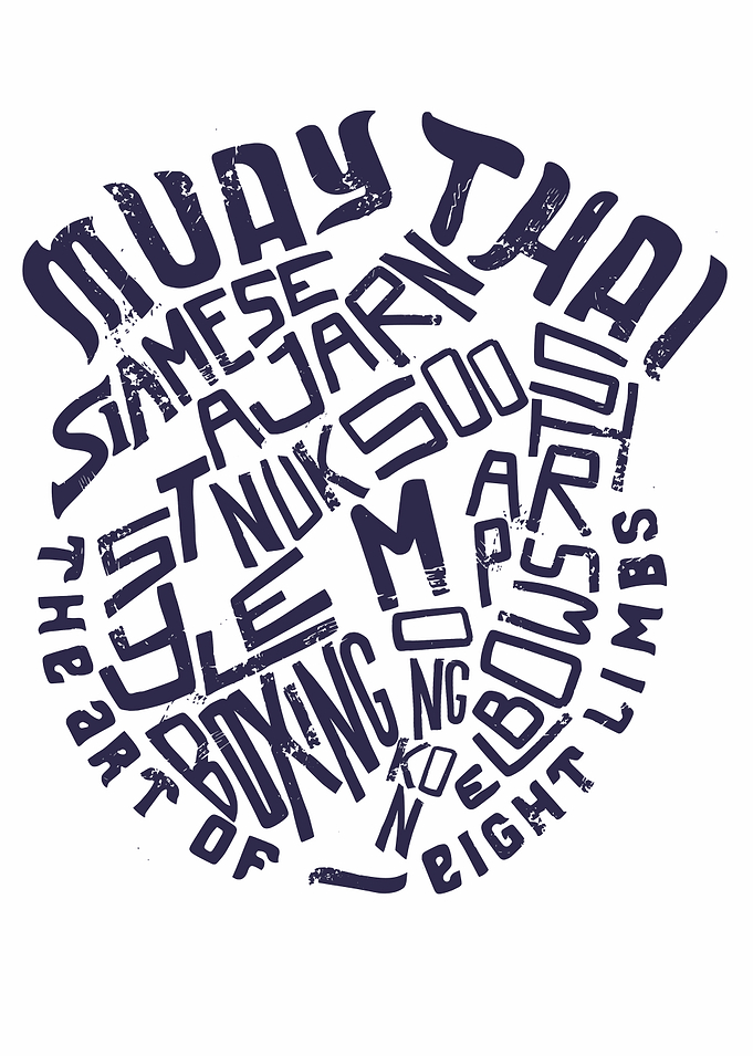 Muaythai Terms Typography Navy Version