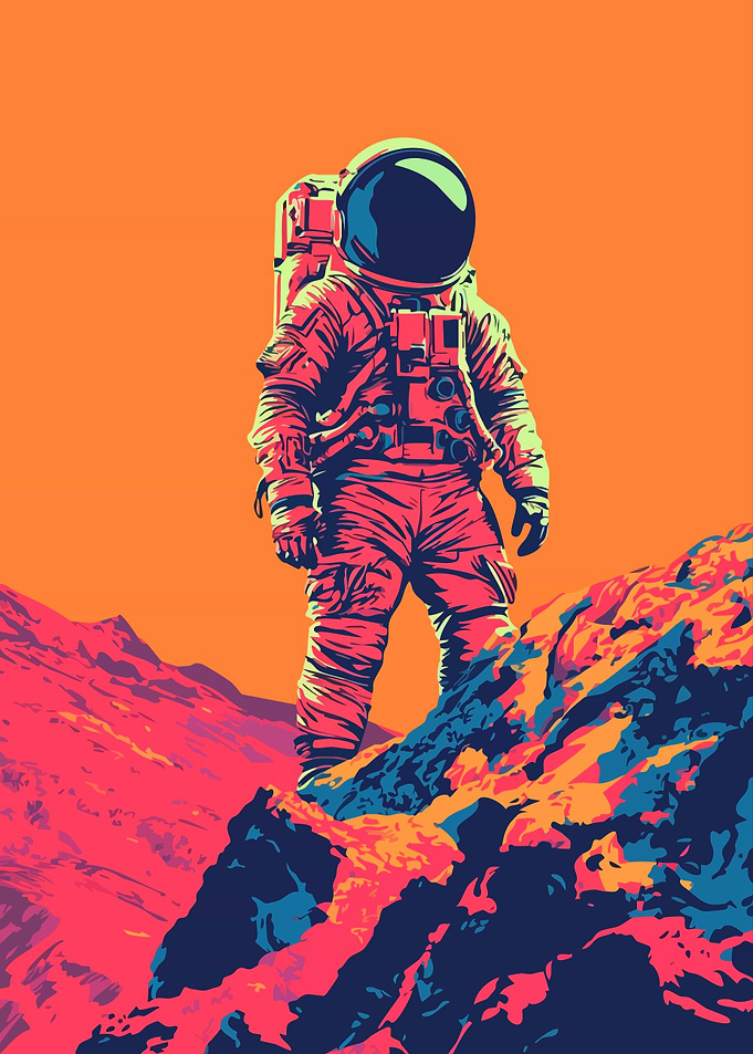 Cool Minimalist Astronaut on Mars