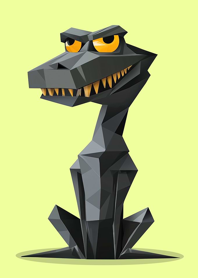 Low Poly Black Dinosaur