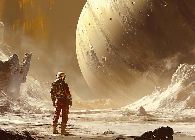 Astronaut on Callisto moon of Jupiter