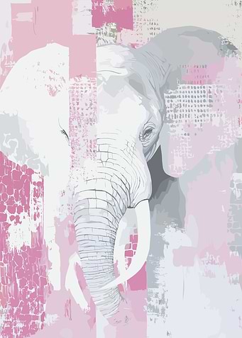 Elephant Abstract Art in Pink