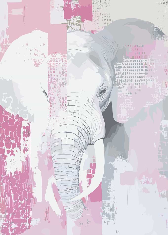 Elephant Abstract Art in Pink