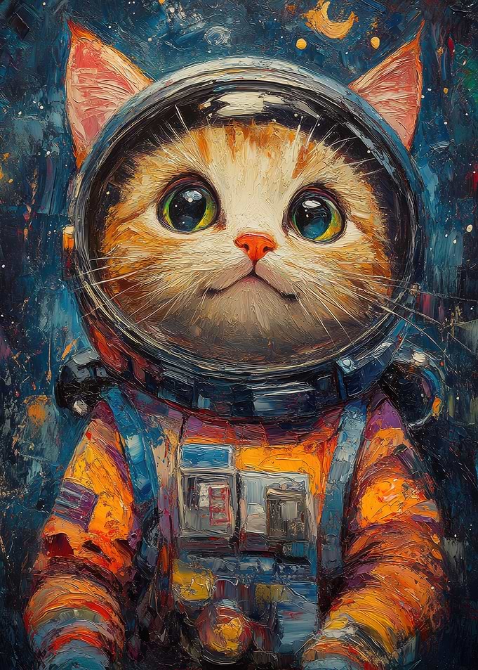 Cat Astronaut Painting