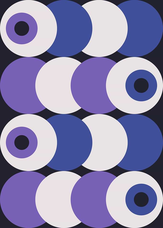 Round eyes looking in different directions