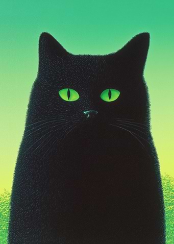 Black Cat with Green Eyes