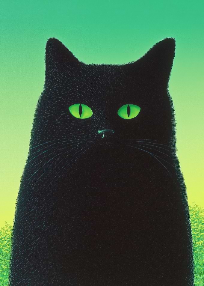 Black Cat with Green Eyes