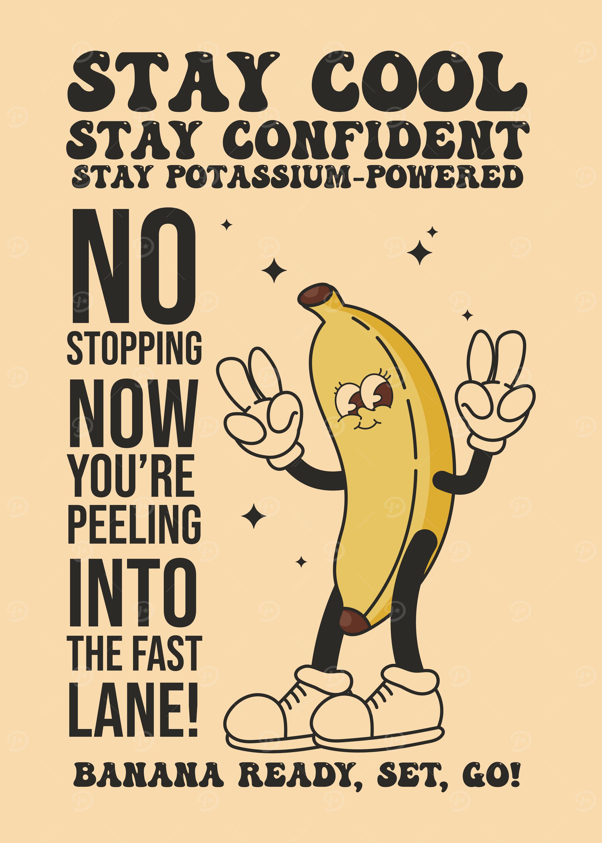 Banana Power Retro Poster