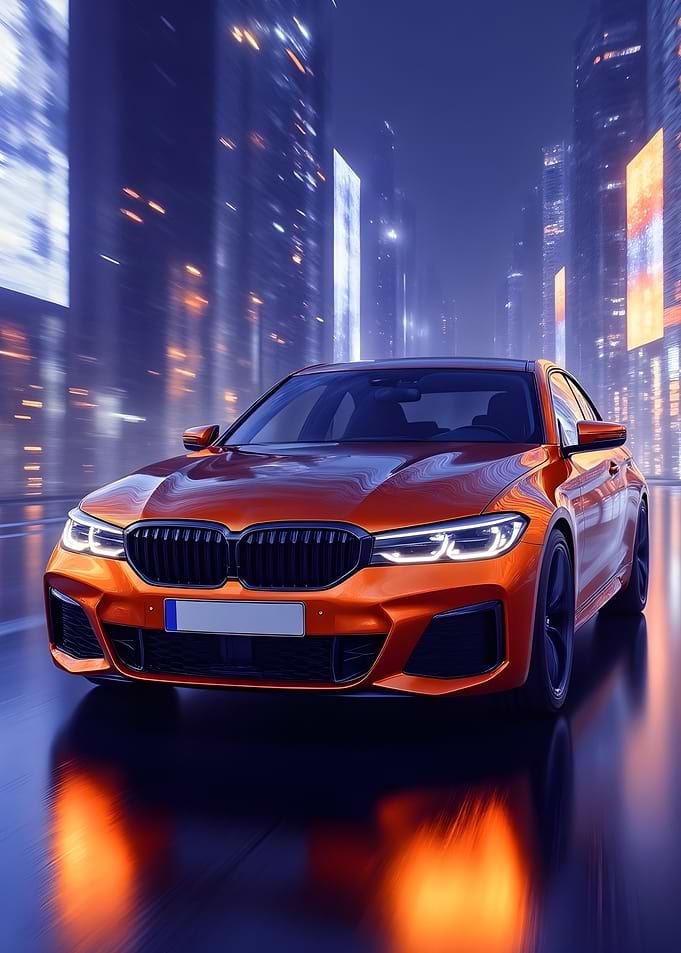 Orange BMW in City