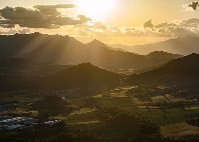 Golden Sunset Over Mountains