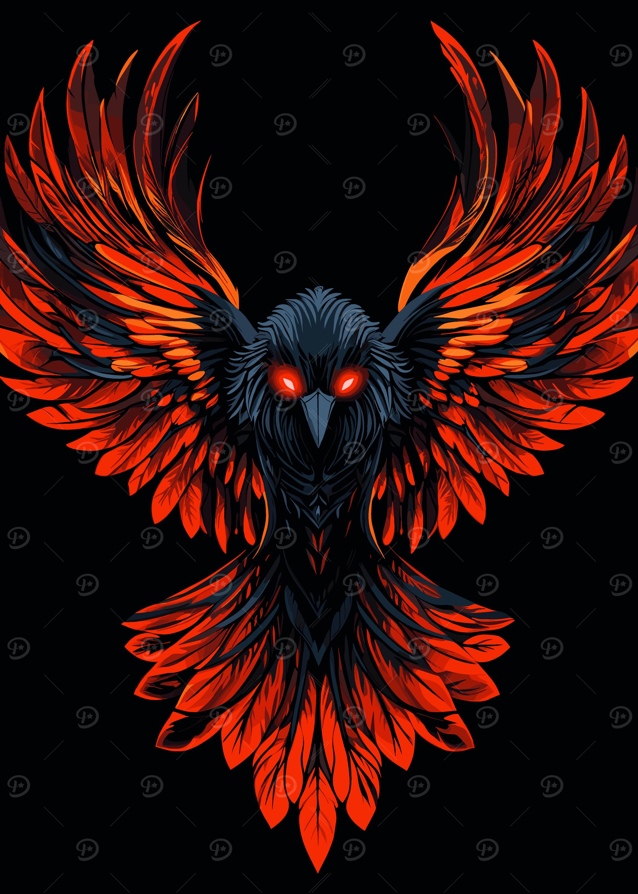 Fiery Raven Illustration