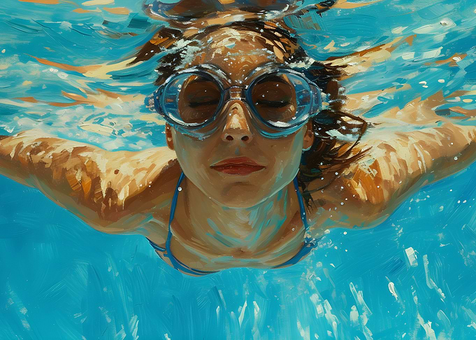 Woman Swimming Underwater