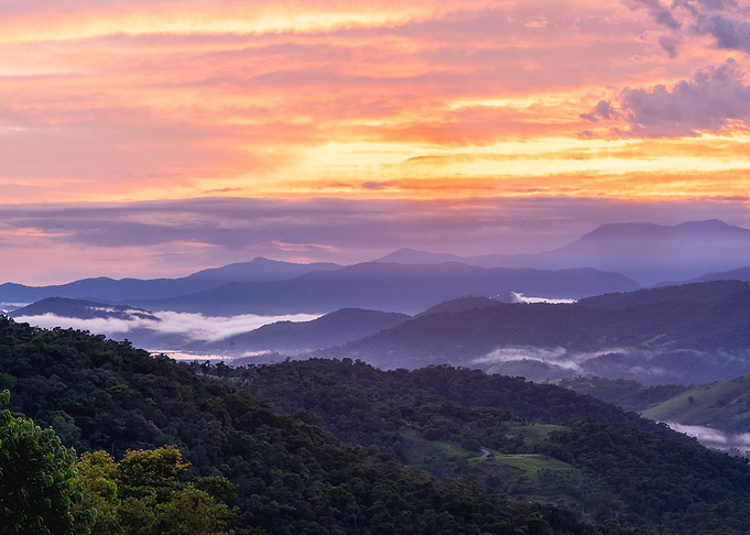 Mountain Sunset Landscape Paraty Brazil.