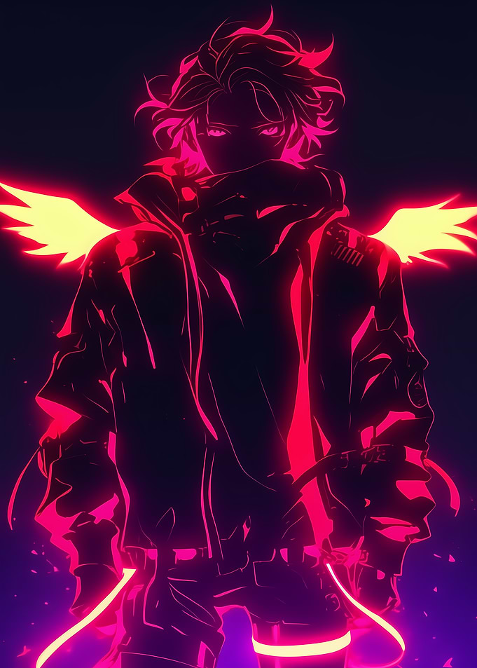 Neon Angel Anime Art