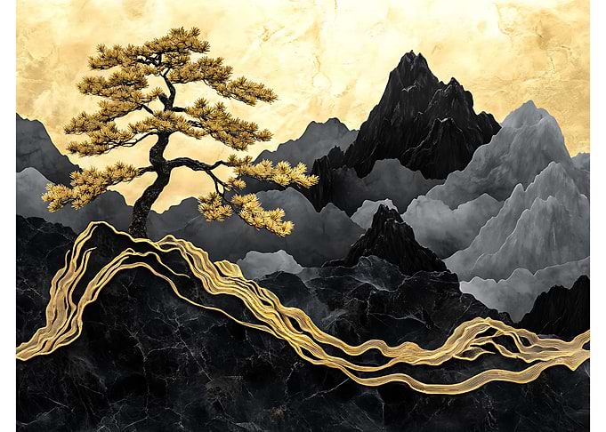 Golden Mountain Landscape