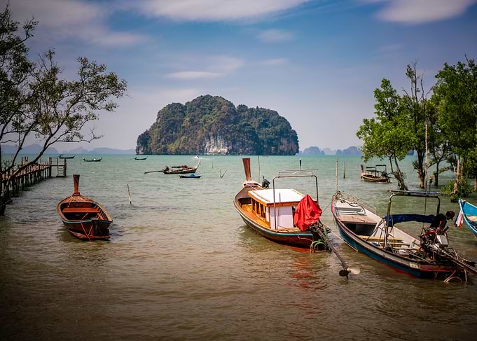 Thai Longtail Boats at Sea