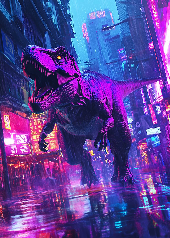 T-Rex in Neon City Dinosaur