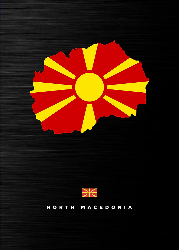North Macedonia Map Flag