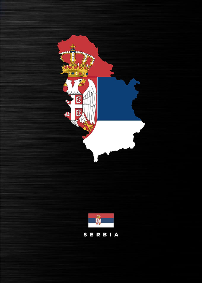 Serbia Map with Flag