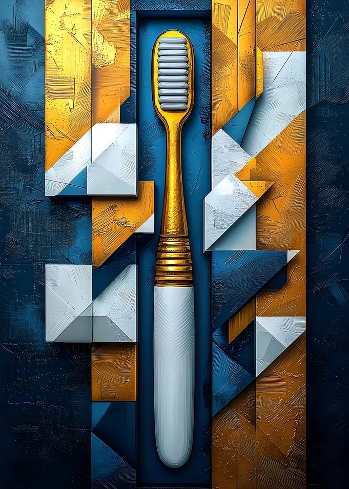 Golden Cubist Toothbrush