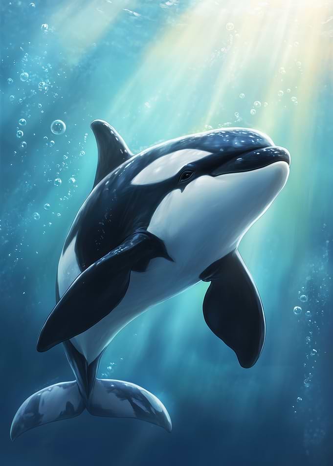 Baby Orca in Blue Water
