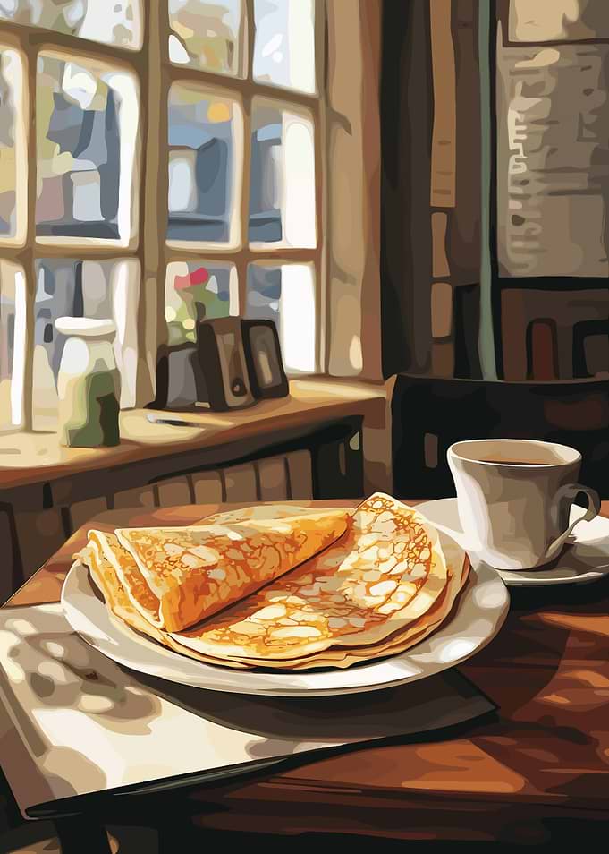 Crepes and Coffee by the Window